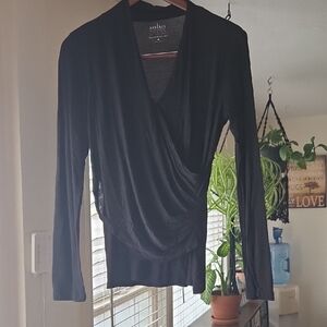 Soho Classic Black Wrap Blouse